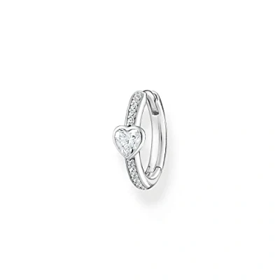 Imagen de THOMAS SABO Pendientes de un Solo Aro con Corazón y Piedras Blancas Plata Ley 925 CR692 051 14, Plateado