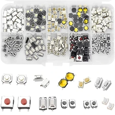 Imagen de 250pcs Interruptor de Botón Táctil Pulsador Micro Momentáneo Electronica Microinterruptores 12V con Caja Plástico para Equipo Industrial Audio Remoto