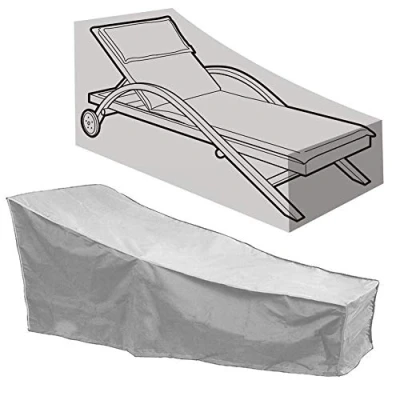 Imagen de SYLC Funda Tumbona Jardin Impermeable, Cubierta para Exterior, Resistente Al Viento, Anti UV, Impermeable (Gris)