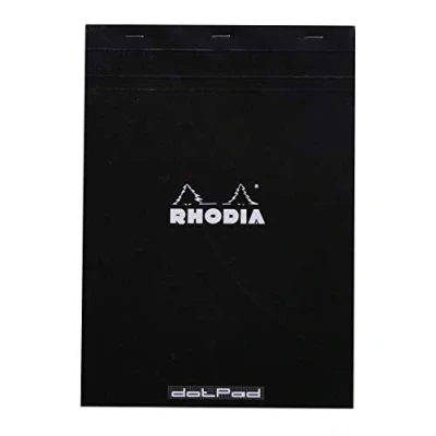 Imagen de RHODIA, 18559C, Bloc de notas grapado , Nº 18 Negro, A4, Interior punteado, 80 Hojas Papel Clairefontaine Blanco gr/m², Tapa cartón revestida suave y resistente, Negro
