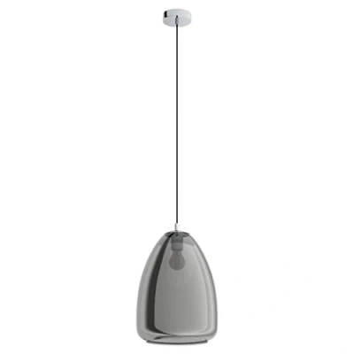 Imagen de Eglo lámpara colgante Alobrase, luminaria para mesa de comedor, luz pendiente metal en cromo y cristal vaporizado negro transparente, candil E27, Ø 30 cm