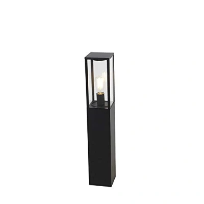 Imagen de Qazqa Baliza industrial negra 80cm IP44 CHARLOIS Aluminio/Vidrio Alargada Adecuado para LED Max. 1 x 40 Watt