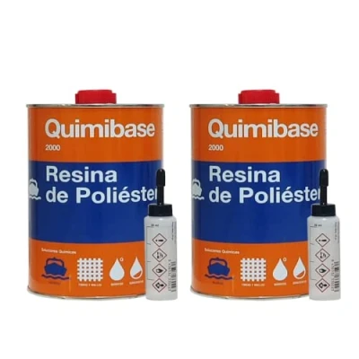 Imagen de QUIMIBASE KIT 2 Uds RESINA POLIESTER + catalizador 1KG
