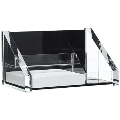 Imagen de Wedo Butler 605101 Portanotas (3 compartimentos, incluye 150 hojas de papel, patas goma antideslizantes), color transparente y negro