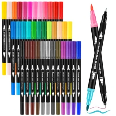 Imagen de Zeawavsl Juego Rotuladores AcríLicos, 36 Colores Con Dos Puntas, Gruesos Y Finos, Para Bullet Journal, Letras a Mano, CaligrafíA, Manga, Tinta Base de Agua (36)
