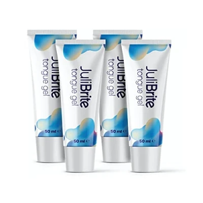 Imagen de Gel lingual JuliBrite (50ML) Ayuda a combatir el mal Aliento (halitosis) Lengua blanca fresco Raspador Limpiador (pack de 4)