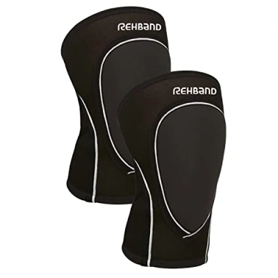 Imagen de Rehband rodilleras de neopreno 3mm para balonmano y voleibol, deportes interior, protege estabiliza la rodilla, Color:Negro 1 Par, Talla:S