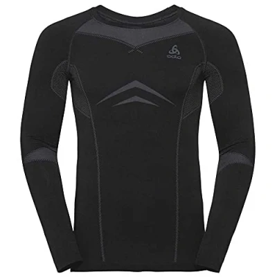Imagen de ODLO 195792 60056 BL Top Crew Neck L/S Fundamentals PERFOR Black/ODLO Graphite Grey Sweatshirt Hombre Tamaño M