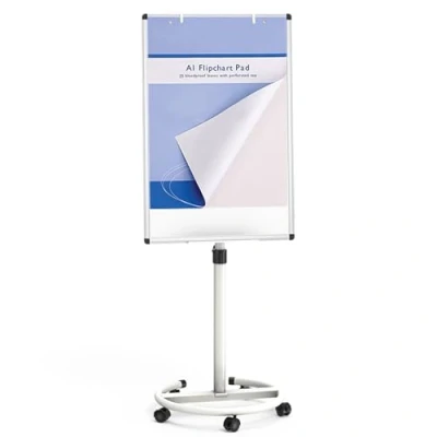 Imagen de VIZ PRO ECO Pizarra blanca magnética móvil, 90 X 60 cm, caballete con soporte para rotafolios papel