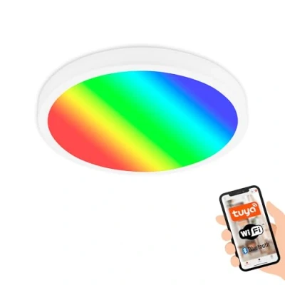 Imagen de BRILONER Lámpara de Techo LED Inteligente, Luz WiFi Regulable, Temperatura Color Ajustable, Lámpara, Control por Voz, Salón, Dormitorio, 270x60mm