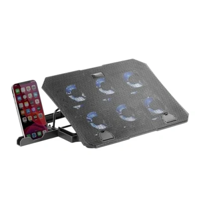 Imagen de Base Refrigeradora Y Stand 16&#039;&#039; Mars Gaming Mnbc23, Led Azul, 6 Ventiladores, Posiciones, Soporte Smartphone, Negro