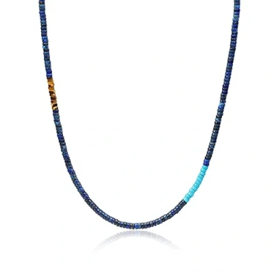 Imagen de COAI Collar para Hombre y Mujer con Cuentas de Heishi Lapislázuli 65cm