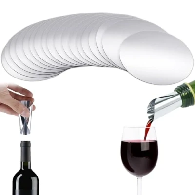 Imagen de 100 unidades de vertedores vino con placas, ayuda para verter sin goteo, boquilla reutilizable goteo botellas vino,