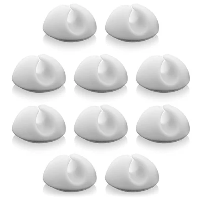Imagen de deleyCON 10x Clips de Cable Portacables Gestión Cables Fijación Organizador para hasta 8mm Abrazaderas Manejo Blanco