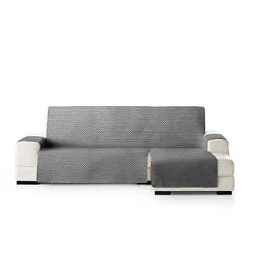 Imagen de Eysa Funda de Chaise Longue práctica Reversible Oslo 240 cm Derecha Color Gris Oscuro/Gris Claro