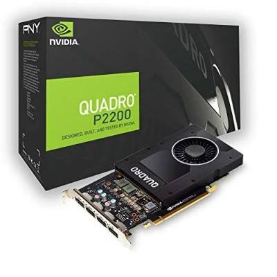 Imagen de PNY Tarjeta gráfica profesional Quadro P2200 5GB GDDR5 PCI Express 3.0 x16, una ranura, 4x DisplayPort, soporte 5K, ventilador activo ultra silencioso