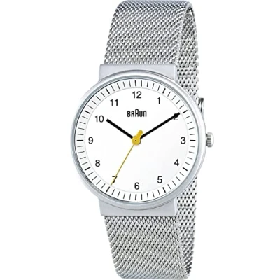 Imagen de Braun BN0031WHSLMHL Reloj análogico de cuarzo con correa acero inoxidable para mujer, color plateado/blanco