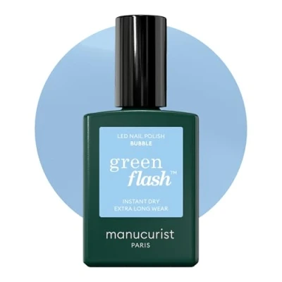 Imagen de Manucurist Green Flash Esmalte Semipermanente Uñas Azul Pastel Bubble Gel Claro Pintauñas Semipermanentes 12 free, de origen orgánico (84%) Fabricado en Francia 15 ml