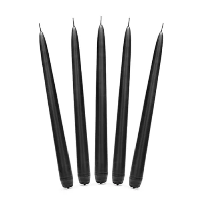 Imagen de wYw Juego de 10 velas cónicas cera para comedor, color negro mate, 24 cm, tiempo combustión: 5 horas