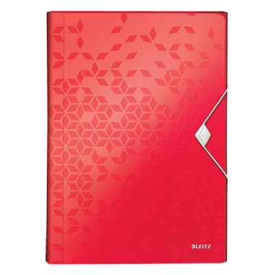 Imagen de Leitz WOW Archivador A4 con 6 Compartimentos, Cierre Banda Elástica, Expansible de Documentos Color Rojo, 45890026