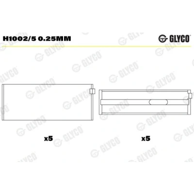 Imagen de GLYCO H1002/5 0.25mm Cojinete de cigüeñal MERCEDES BENZ: Clase C Berlina, Sprinter 5 T Camión plataforma/Chasis, 3 Furgón