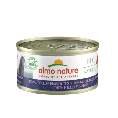 Imagen de Almo Nature HFC Natural Atún, Pollo y jamón Comida húmeda para Gatos Adultos: 24 Cajas de 70 g