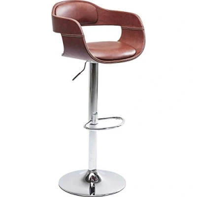 Imagen de Kare Design taburete de bar Monaco, marrón, bar, aspecto cuero, base acero, regulable en altura, 106x48x48 cm (h/w/d)