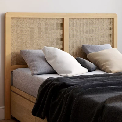 Imagen de IDMarket EDHEN Cabecero de cama con pie (140 cm), diseño cannabos y madera