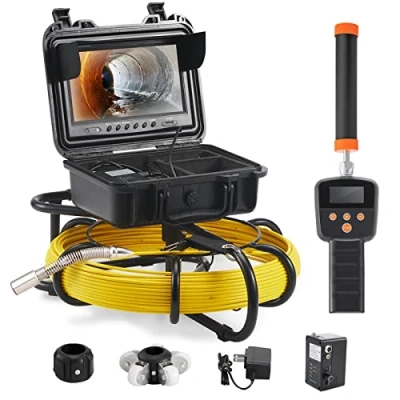 Imagen de VEVOR Cámara Endoscópica de Drenaje Pantalla 9&quot; con IP68 Impermeable Batería 4500 mAh 12 LED Ajustable Cable 50m Tarjeta SD 16GB para Tubería Alcantarillado Plomería en Hogar