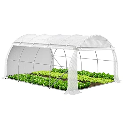 Imagen de VOUNOT Invernaderos Jardín, Tunel Invernadero Huerto para Plantas con Paredes Laterales Enrollables, Cubierta PE y Ubo de Acero, Impermeable, 4 x 3 2 m, Blanco