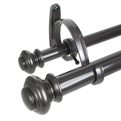 Imagen de Decopolitan Juego de Doble Barra 2,54 cm para Ventana, terminales en Forma urna, Acero, marrón, 36&quot; to 72&quot;