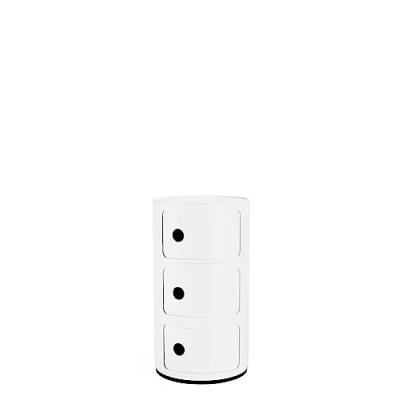 Imagen de Kartell Mueble contenedor, Tecnopolímero termoplástico Reciclado, Blanco Opaco, H 58,5 cm, 3 elementos Recycled