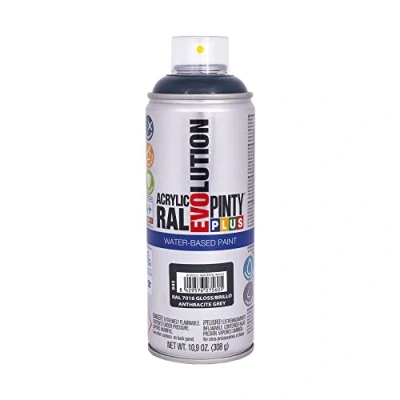 Imagen de PINTY PLUS 95890 Pintura EN Spray Evolution Water Based 520CC Gris Antracita, RAL 7016 Anthracite Grey, 65 mm