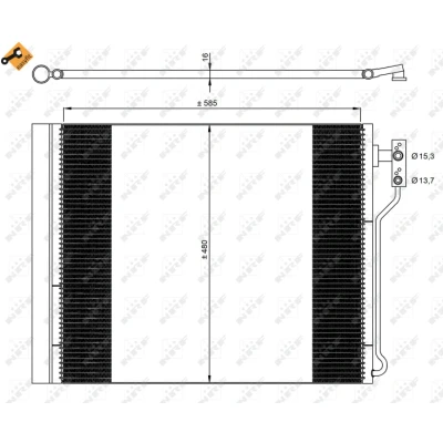 Imagen de NRF Easy Fit 35971 Condensador con secador, junta anular 15,3 13,7 Aluminio 585 BMW: 5 Touring, Berlina, GT