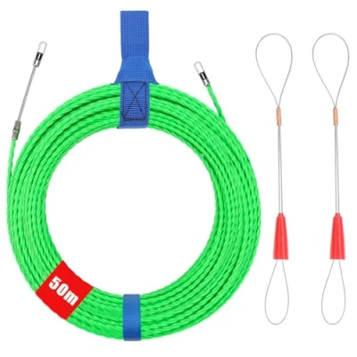 Imagen de Pasacables Trenzada 50m, Enhebrador de Alambre Electrico Diámetro 4 mm, Guia Dispositivo con 2 Muelle Guía, Kit Enhebrado Cables para Colocación Cables, Verde