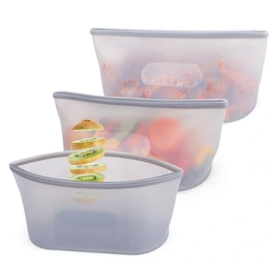 Imagen de BELLE VOUS Set de Bolsas Herméticas Reutilizables 3x Bolsa Congelacion Silicona Reutilizable 750 ml para Guardar y Congelar Alimentos Aptas Lavavajillas Microondas