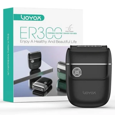 Imagen de VOYOR Mini Afeitadora Portátil Corporal Masculina Eléctricas Maquinilla de Afeitar Para Cuello, Mejillas y Cabeza Recargable Adecuado Salir Viajar Hombres ER300 (Negro)