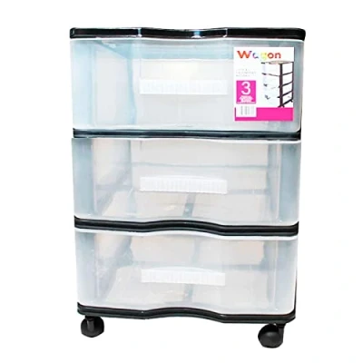 Imagen de Wagon Cajonera con 3 cajones y 4 ruedas en negro 51 x 38 39 cm