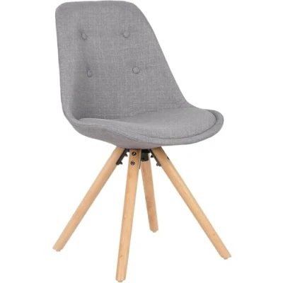 Imagen de WOLTU 1x Silla de Comedor Nórdica Asiento Lino Estilo Vintage Pata Madera Maciza con Respaldo Diseño Moderno Gris BH54gr 1