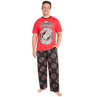 Imagen de Marvel Deadpool and Wolverine Pijama Invierno Set para Hombre Regalos Hombres y Adolescentes (Rojo Wolverine, M)
