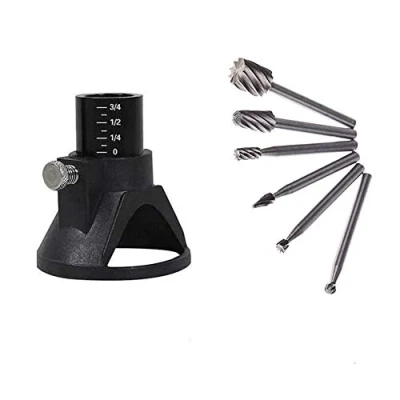 Imagen de 6pc HSS Routing Router Bits Burr con Taladro Tallado Rotatorio Localizador Conjunto