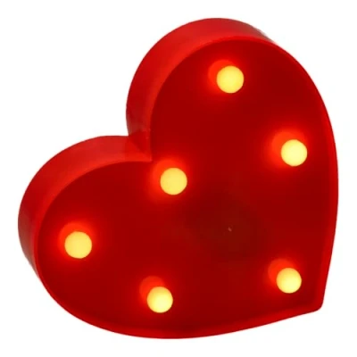 Imagen de JANDEI Corazón luminoso led con luz blanca cálida, luces decoración y ambiente, nocturna bodas, cumpleaños, escaparates, números letras (funcionan pilas)