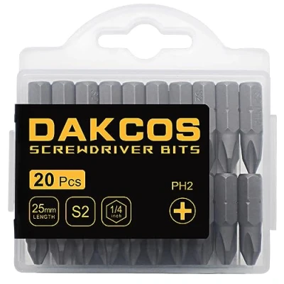 Imagen de DAKCOS Juego de Puntas destornillador PH2 Phillips 20pc, acero S2 longitud 25mm