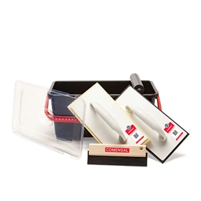 Imagen de COMENSAL® Cubeta Alicatador 12L M Conjunto de Limpieza Baldosas 7 Piezas Cubo Plástico para Alicatado con Escurridor Made in EU