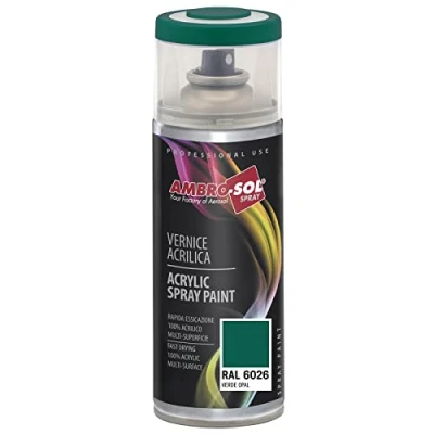 Imagen de AMBRO SOL Pintura acrílica en spray, color Verde Opal, RAL 6026, resultado profesional múltiples superficies, exteriores e interiores, 400 ml