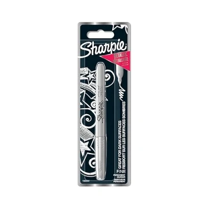 Imagen de Sharpie rotuladores metálicos permanentes punta fina tinta plateada paquete de 1 marcador metálico