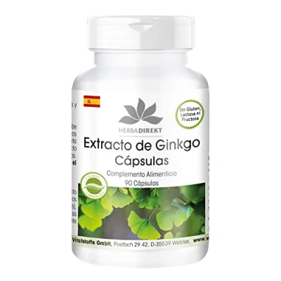 Imagen de Ginkgo Biloba 95mg mín. 24% de flavonas y 6% lactonas Vegano 90 cápsulas HERBADIREKT by Warnke Vitalstoffe Calidad farmacia alemana