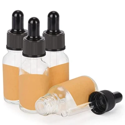Imagen de stonylab 15ml (0,5 oz) 4 Pack Frasco Gotero de Vidrio, Botella Cuentagotas Vidrio Vacío con Cónico, Tapón Interno y Etiqueta, para Fragancias Aromaterapia Aceites Esenciales