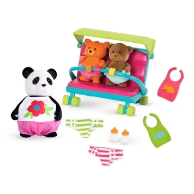Imagen de B. Li’l Woodzeez Pequeño Juego de figuritas Estatuilla bebé para niños 3 años + Set Babysitter