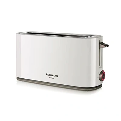 Imagen de Taurus Mytoast Tostadora de pan una ranura larga y extra ancha 1000W. Función cancelar, recalentar descongelar. 7 niveles tostado. Sistema Auto Centrado. Bandeja recogemigas.